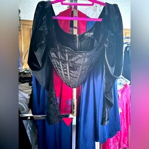 Velvet long sleeve corset